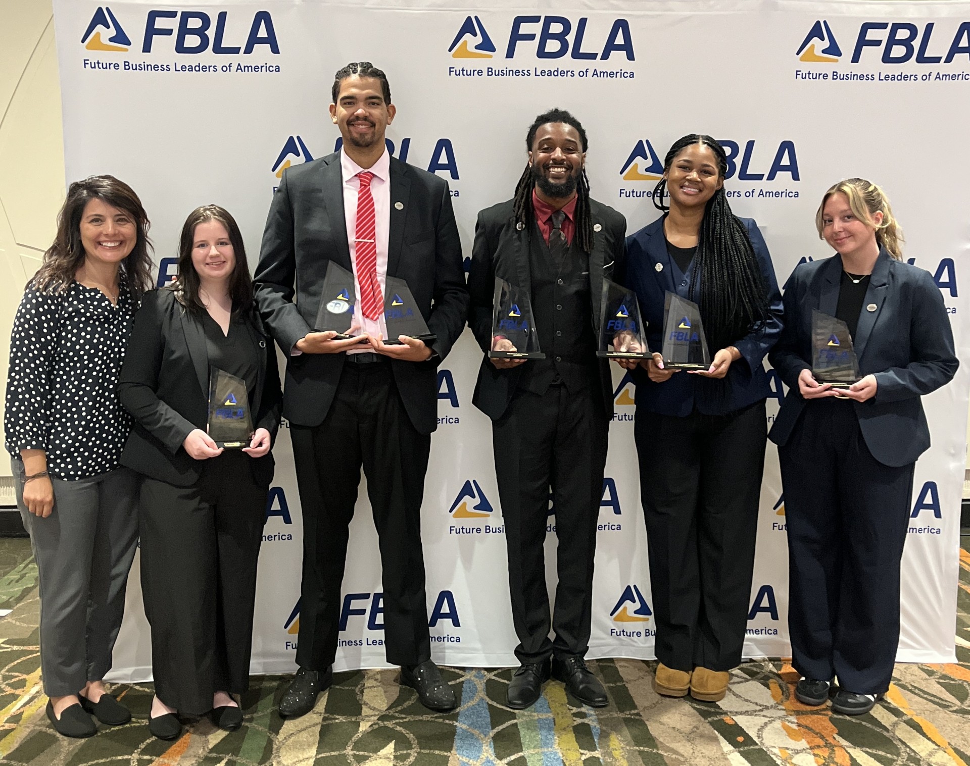 The L&C FBLA Club at the Collegiate National Leadership Conference. From left to right, Christina Wickenhauser, Eva Voumard, Darran Mason Ferrell, Nicc Edwards, Vondasia Pittman and Bre Welch. Photo provided by Christina Wickenhauser