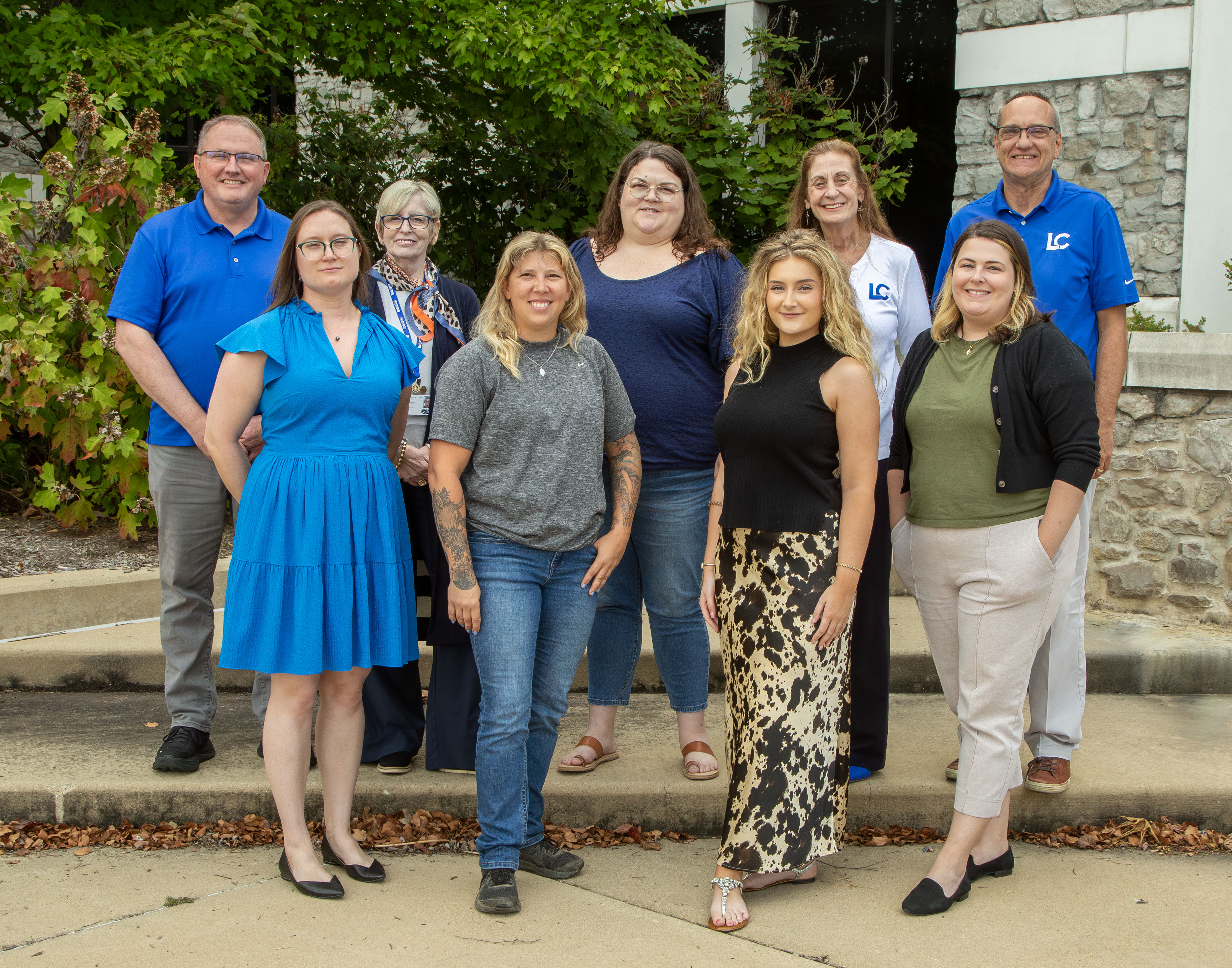 Lewis and Clark Community College welcomes seven new faculty members this fall. Pictured are, in the front row, from left to right, Tiffanie Fowlkes-Comninellis, Jessie Jelinski, Grace Pitts and Jacklyn Meyer. In the back row are, from left to right, Dean of Liberal Arts, Business and Information Technology Randy Gallaher, Lee Fraser, Sara Clohessy, Vice President of Academic Affairs Sue Czerwinski and Dean of Science, Technology, Engineering and Math Tom Steinmann. Not pictured, Sean Hultz.