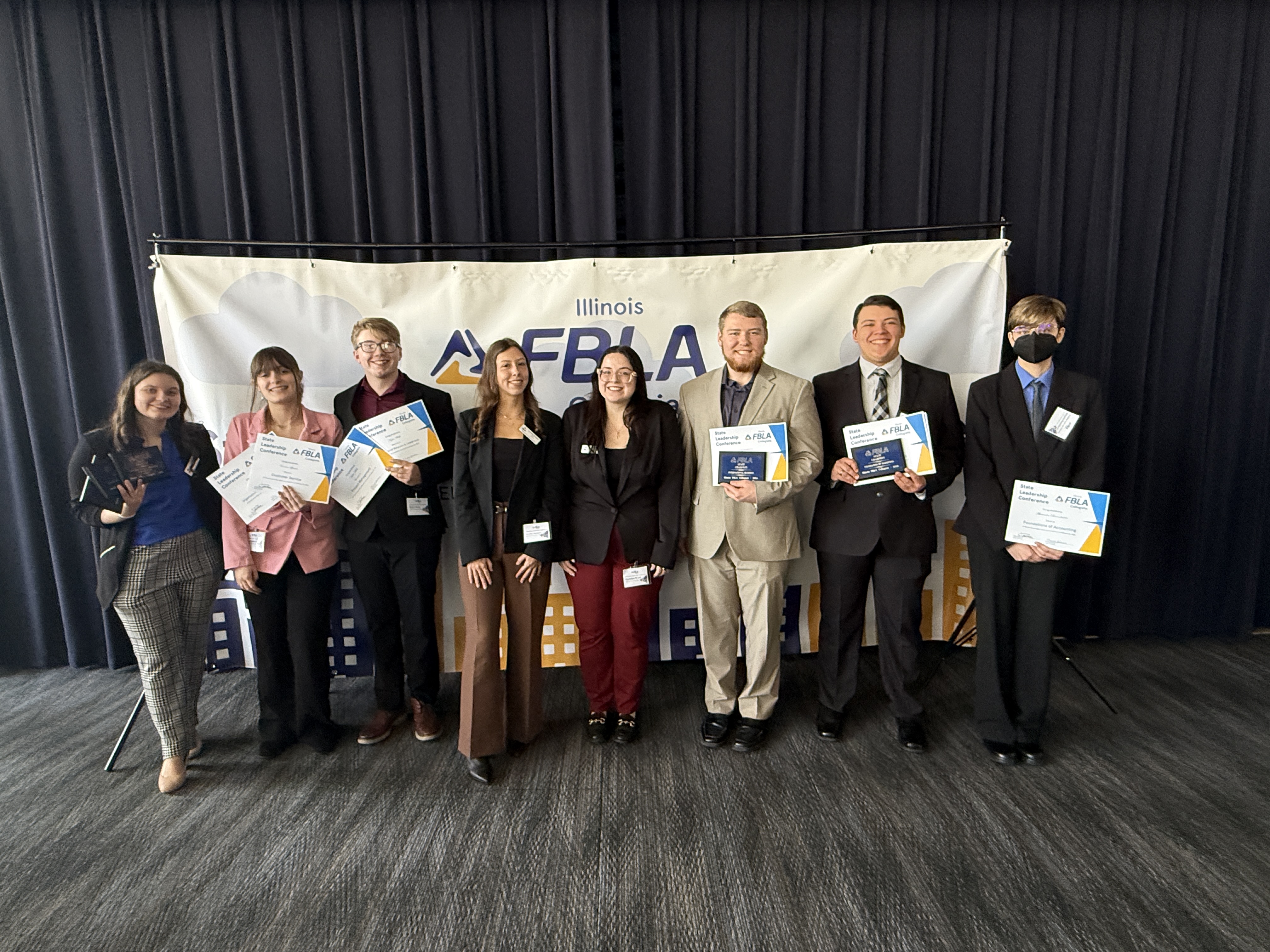 Pictured from left to right: Julia Janus, Endora Spencer, Kylen Webb, Lou Anriquez, Maddie Wood, Matthew Maag, Roland Gonzalez and Xander Braundmeier