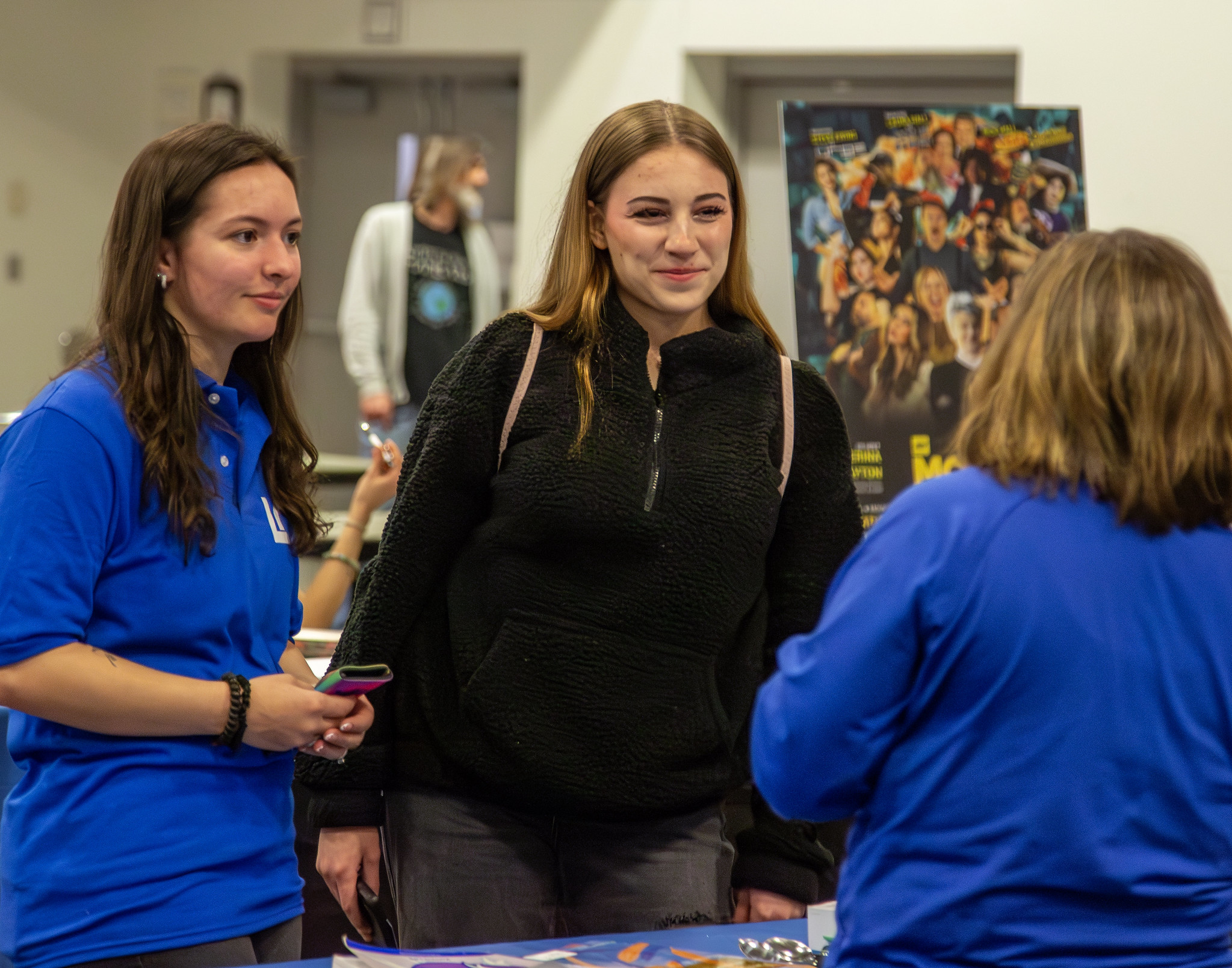 LC student ambassador Emma McRae and a prospective student talk with Occupational Therapy Assistant Coordinator Debbie Witsken during the Spring 2025 Discover Day at Lewis and Clark Community College. IRENE RUIZ-GONZALES/LC