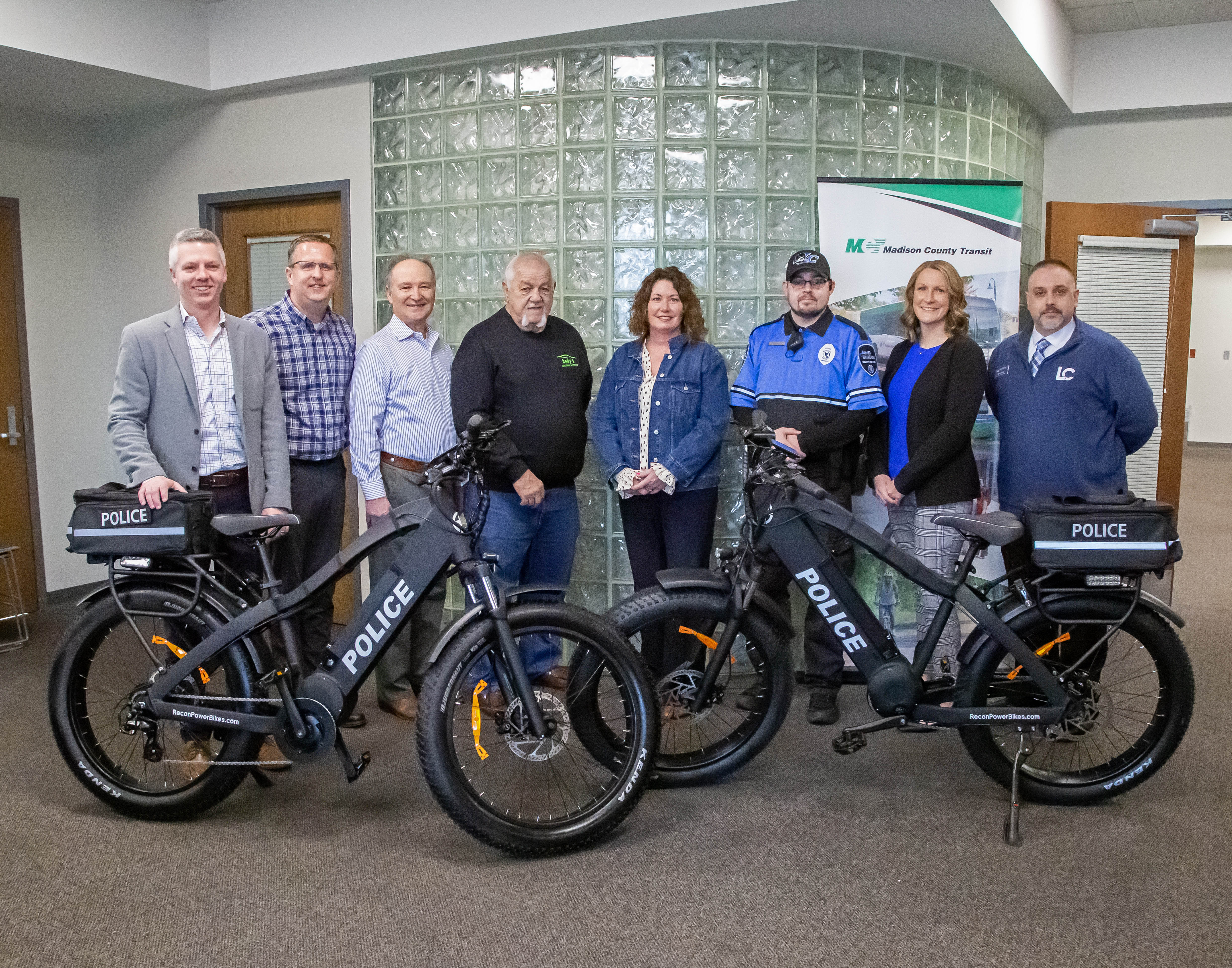 Pictured, from left to right, are MCT Managing Director SJ Morrison, MCT Board Member Allen Adomite, MCT Board Chairman Ron Jedda, MCT Board Members Andy Economy and Kelly Schmidt, L&C Campus Safety Officer Todd George, L&C Vice-President of Administration Lori Artis and L&C Director of Campus Safety Brad Raish.