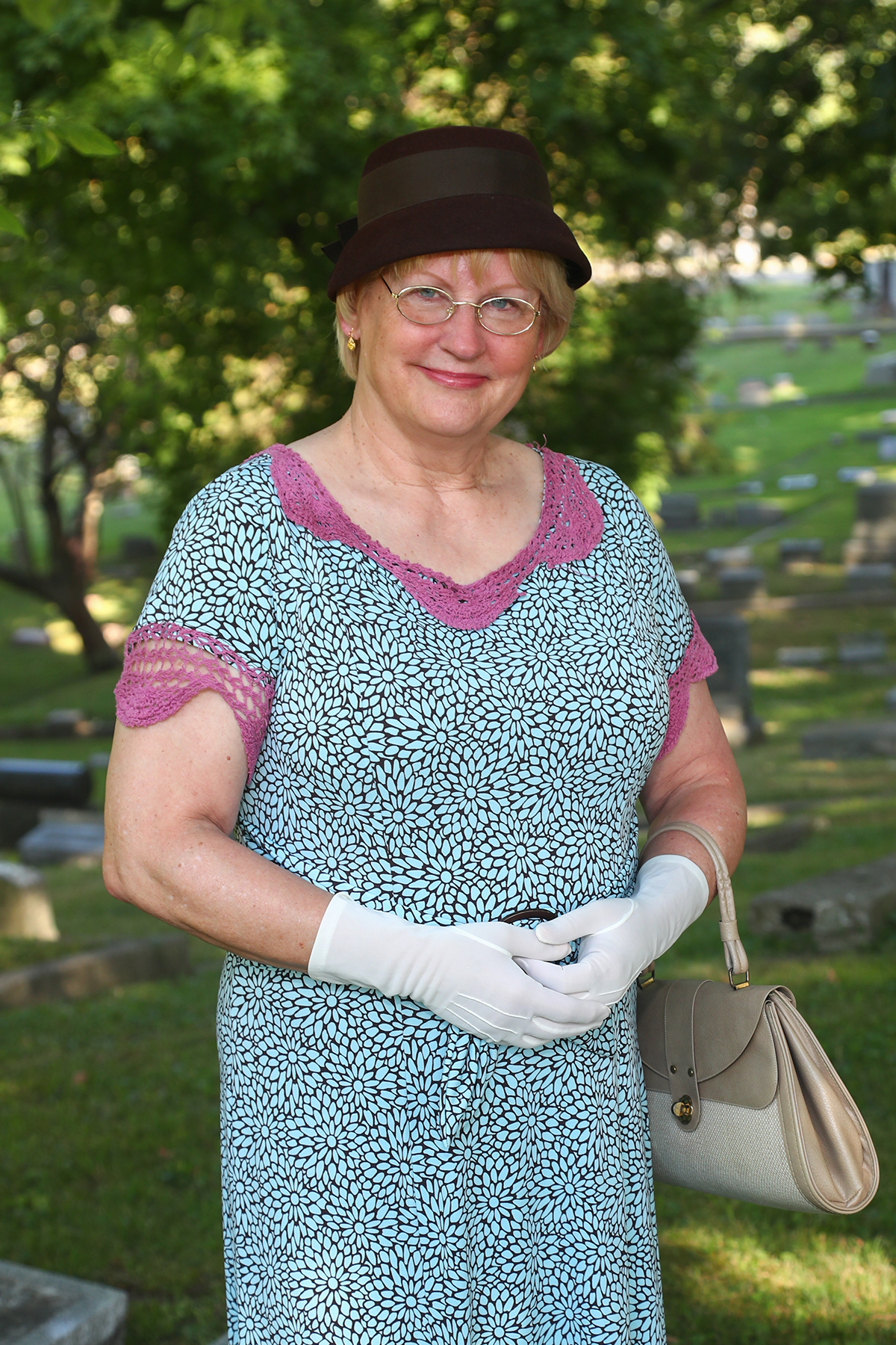 Gail Drillinger, in period costume, portrayed Alice Georgia during last fall’s Vintage Voices cemetery tour