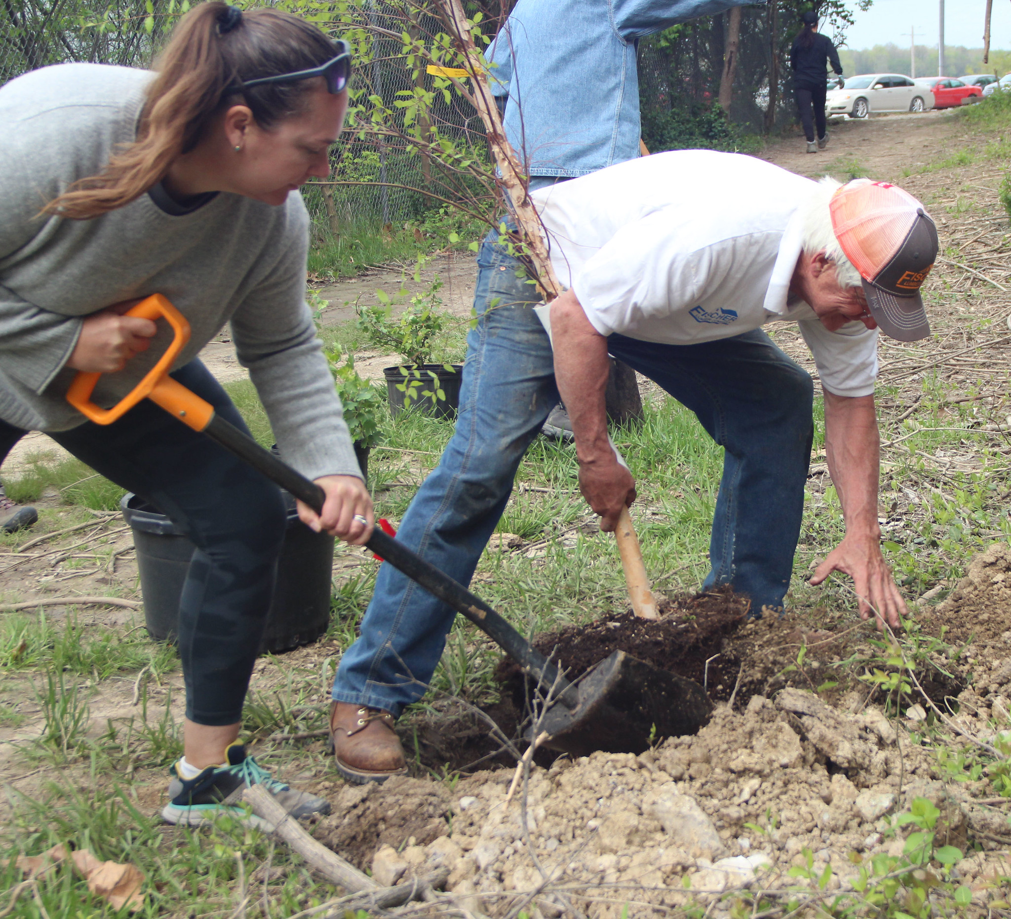 Volunteers plant trees at Piasa Park on Sunday, May 7, 2022. FILE PHOTO/L&C Marketing & PR