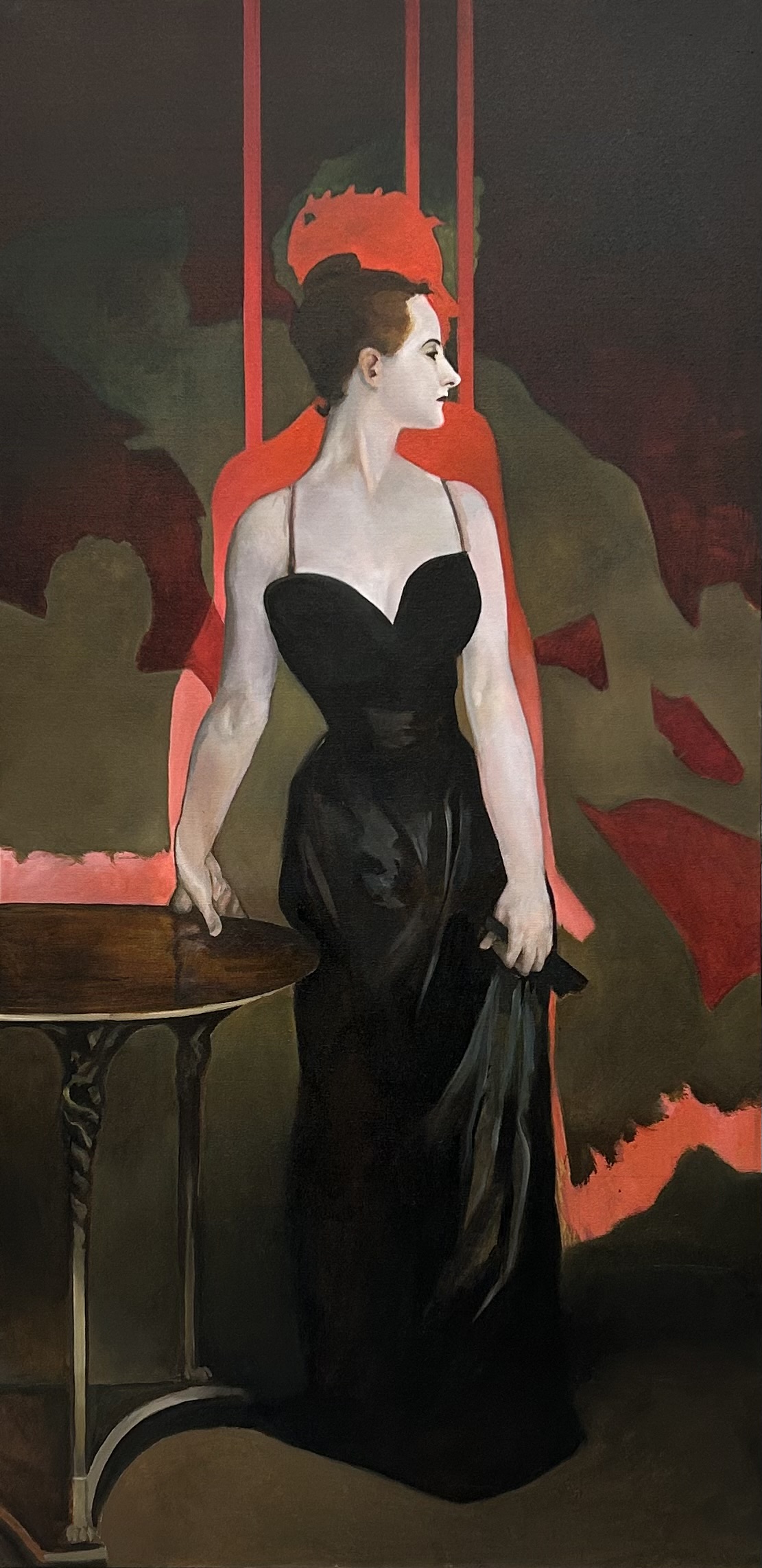 Assistant Professor of Art Jordan Walker’s “Madame X (after Sargent) and Laocoon,” Oil on Canvas, 24 x 48 inches, 2023