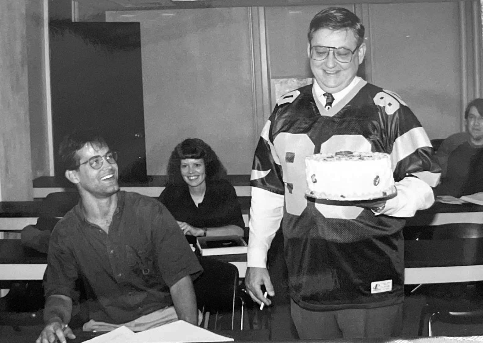 Bob Everett celebrates his birthday in his classroom on the third floor of Caldwell Hall. LC file photo