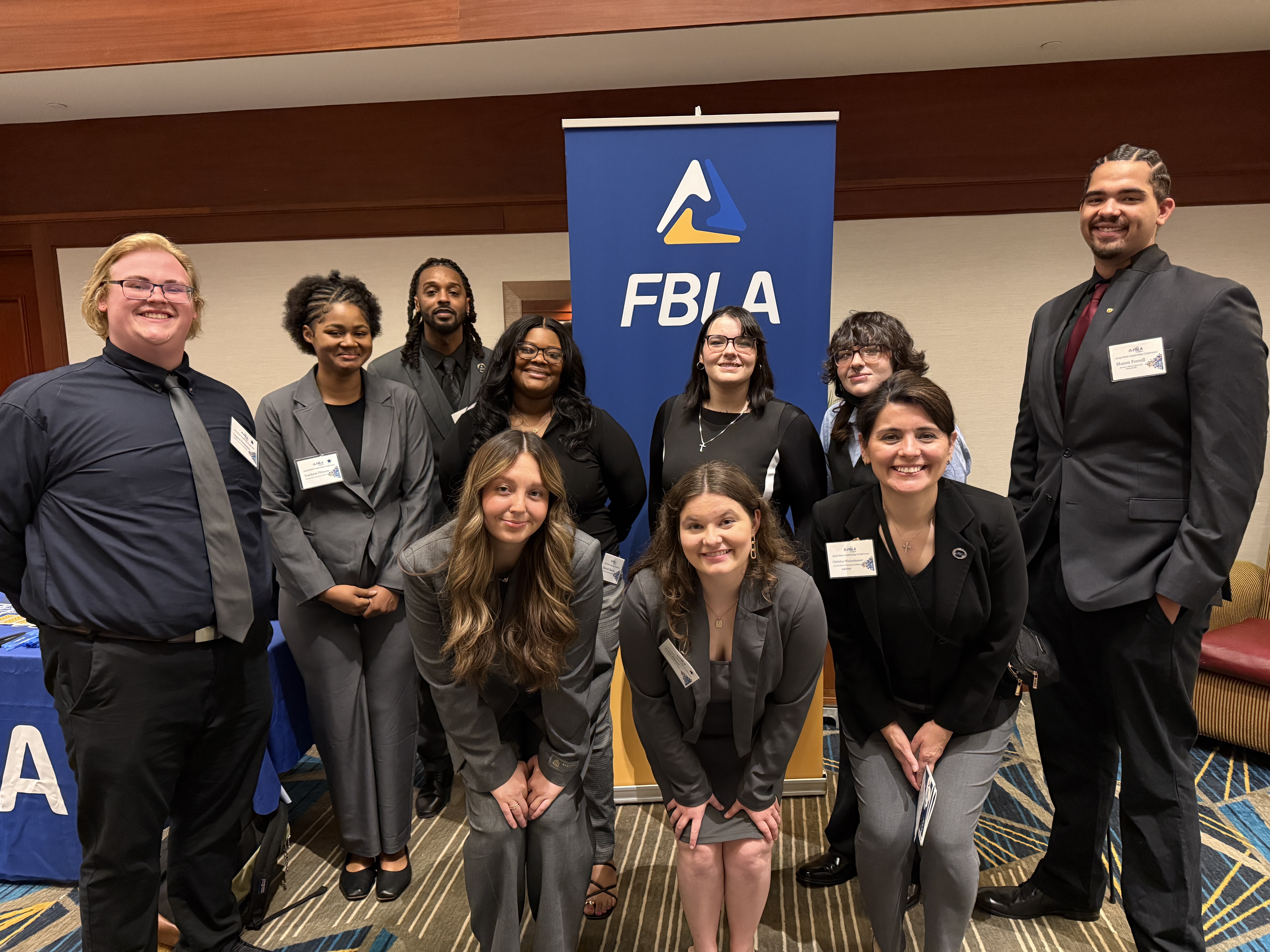 LC FBLA students recently competed at a State Leadership Conference. Pictured from left to right (back row) are Logan Simmons, Vondasia Pittman, Nicc Edwards, Mariah Macon, Jordyn Gibson, Finn Gibson and Mason Ferrell. In the front row, left to right, are Bre Welch, Julia Janus and Advisor Christina Wickenhauser.