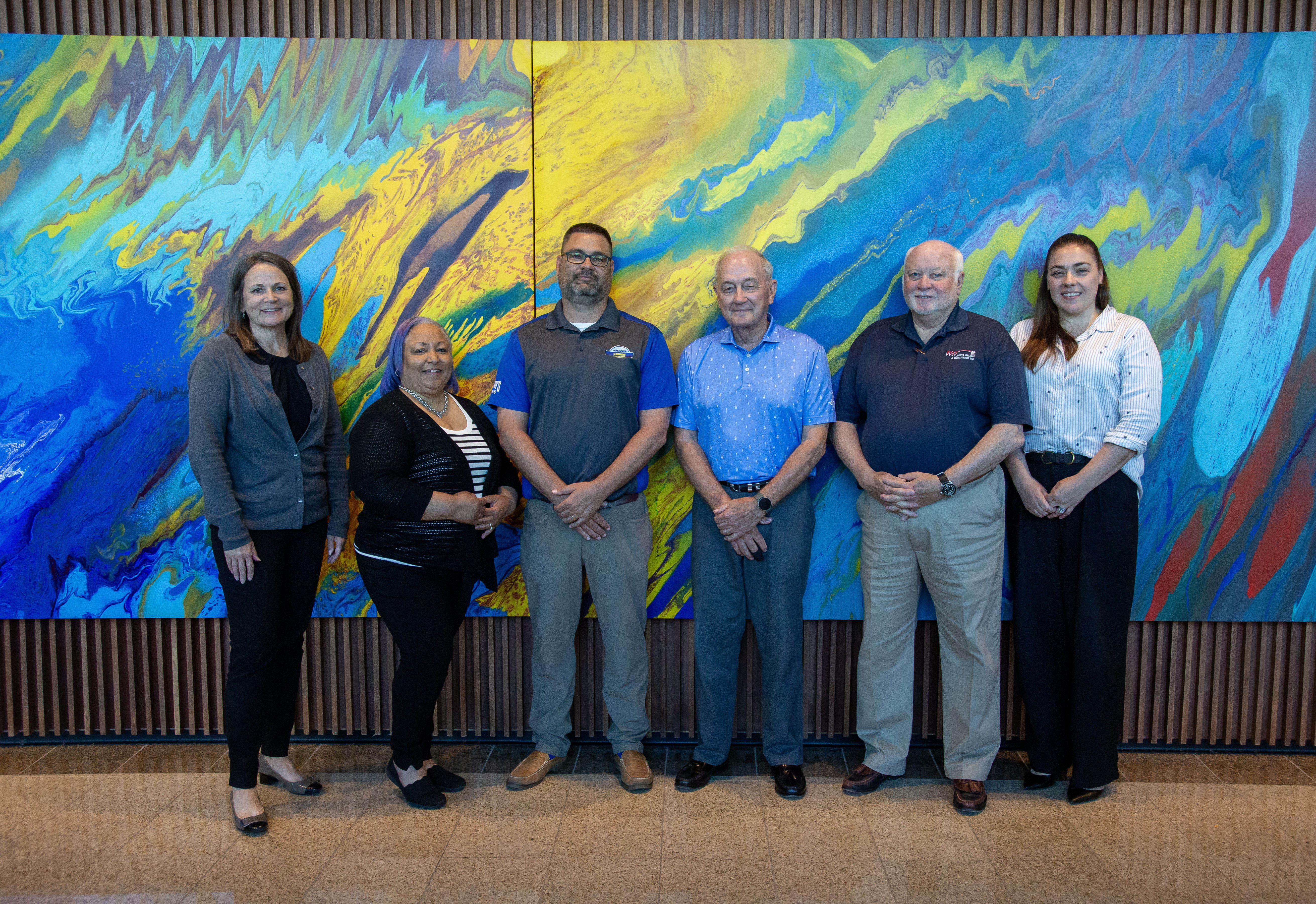 Lewis and Clark Community College Board of Trustees members are (left to right) Donna Ware, Tammy Smith-Williams, Brian Campbell, Larry Trent, Dwight Werts and Abigail Eilerman. Not pictured: Jill Griffin & Student Trustee Jim Eck. Photo by LAURA INLOW/LC Marketing & PR