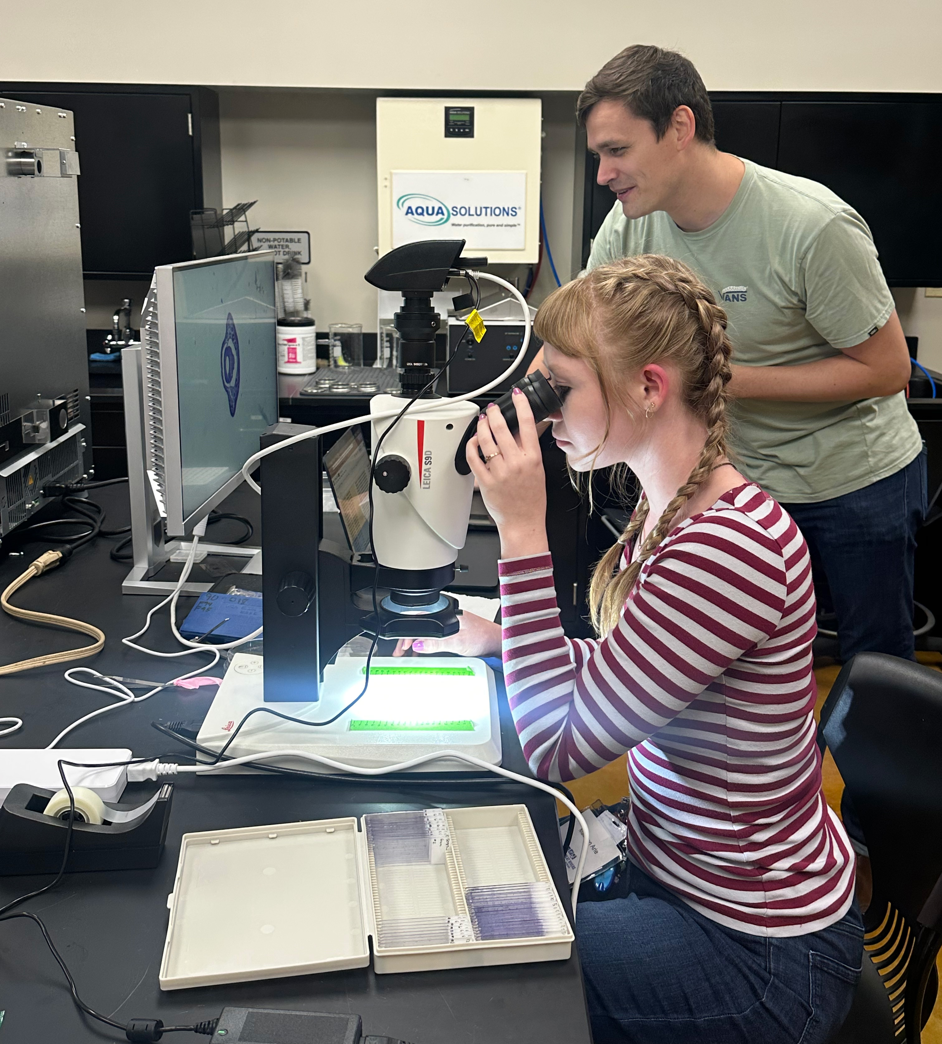 Summer Intern Madison Arle conducts research on her project. Photo by NGRREC