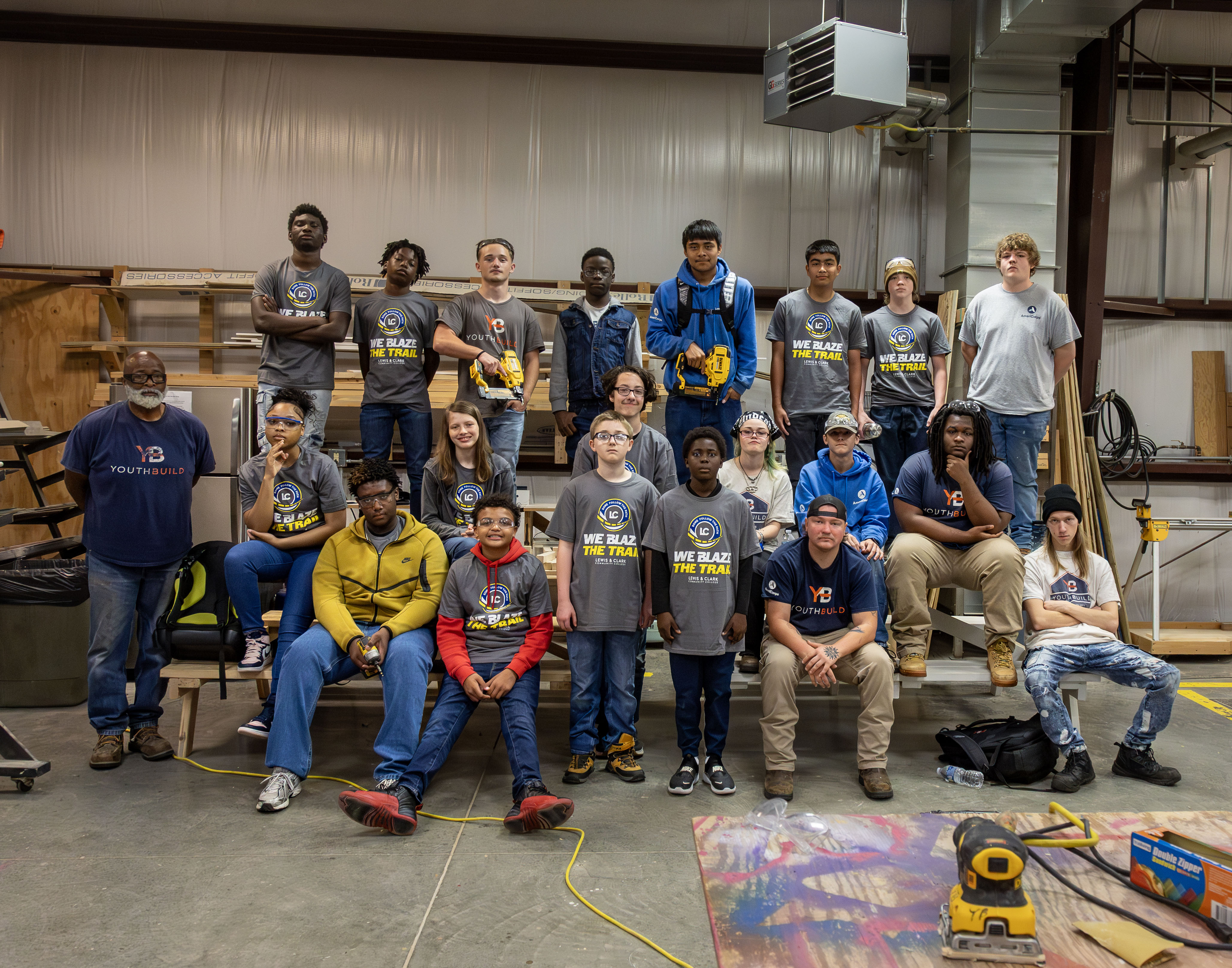 Pictured above are the campers, YouthBuild leaders and trainers who participated in Construction Camp. They are Wyatt Downey, James Evans, Kai Lacey, KyAire London, William McClellan, Jah’sten Parker, Carleione Pittman, Ivory Sanders, Elizabeth Van Deven, Landen Clark, Tom Dooley, Max Fickle, Dallas Hornsby, Will Lunaporto, Hunter Rezabik, Torrin Shaw, Tyler Spratley, Kevin Stark and Trainer Darryl McElroy.
